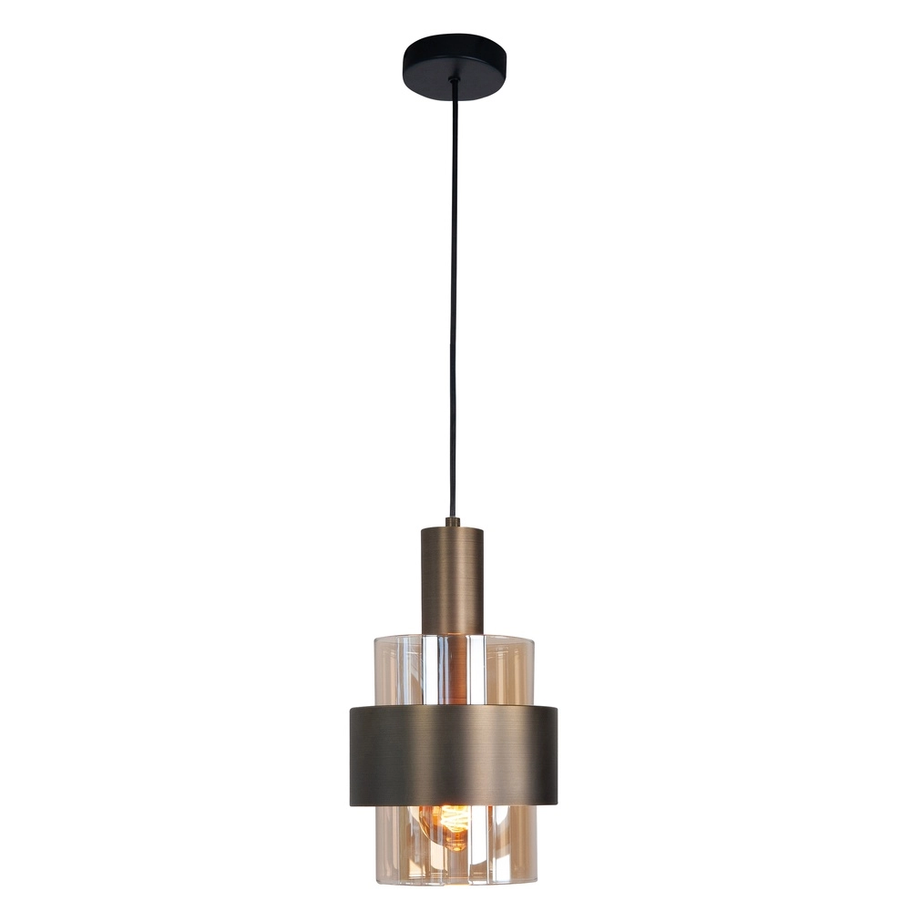 Hanglamp Marrone zwart met koper brons
