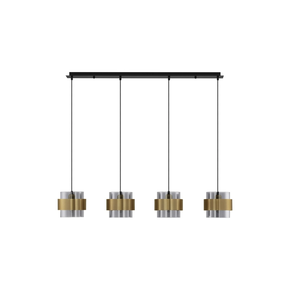 Hanglamp Sianna 4-lichts recht zwart en goud Lyora 5212017445421