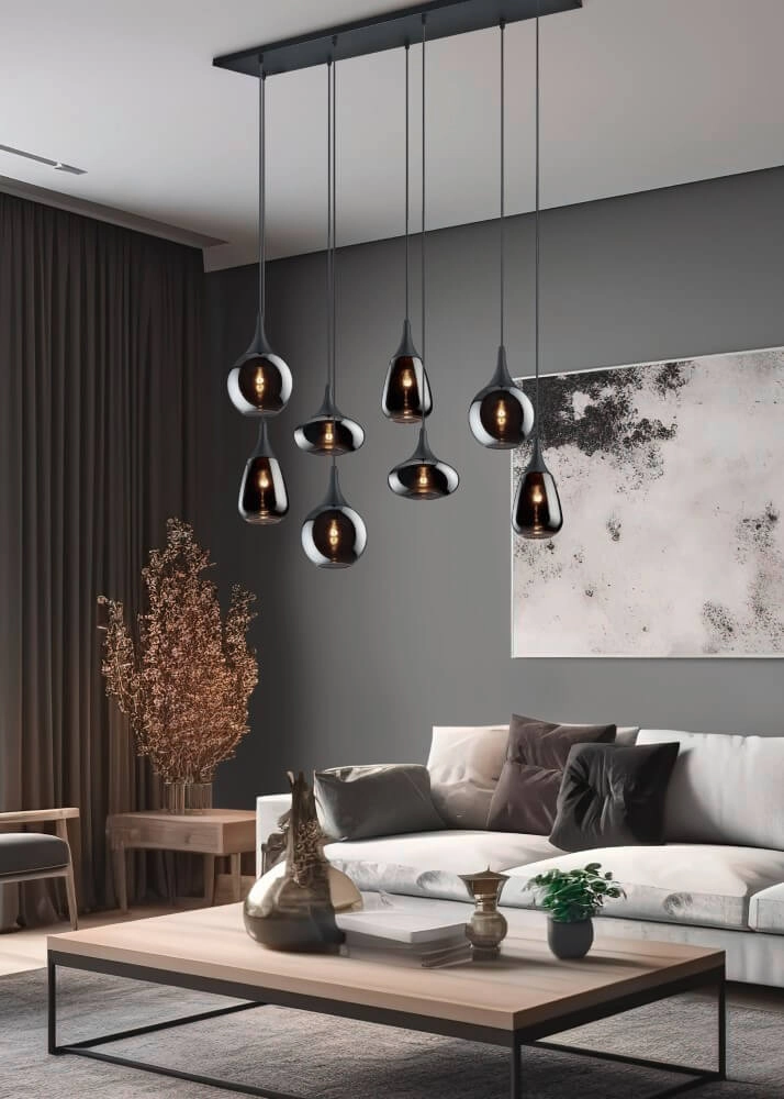 8-lichts hanglamp Lumina met smoke glas Trio 4017807542301