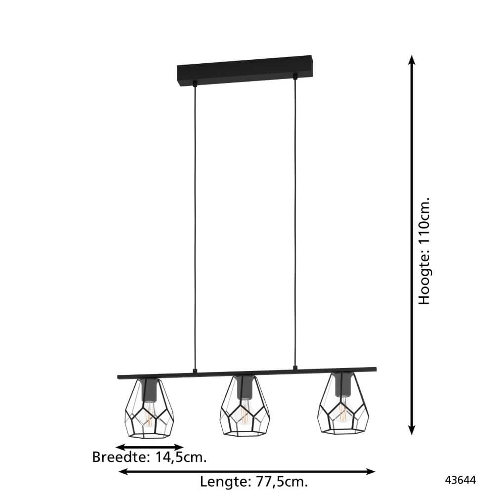 Eetkamer hanglamp Mardyke zwart met glas Eglo 9002759436445