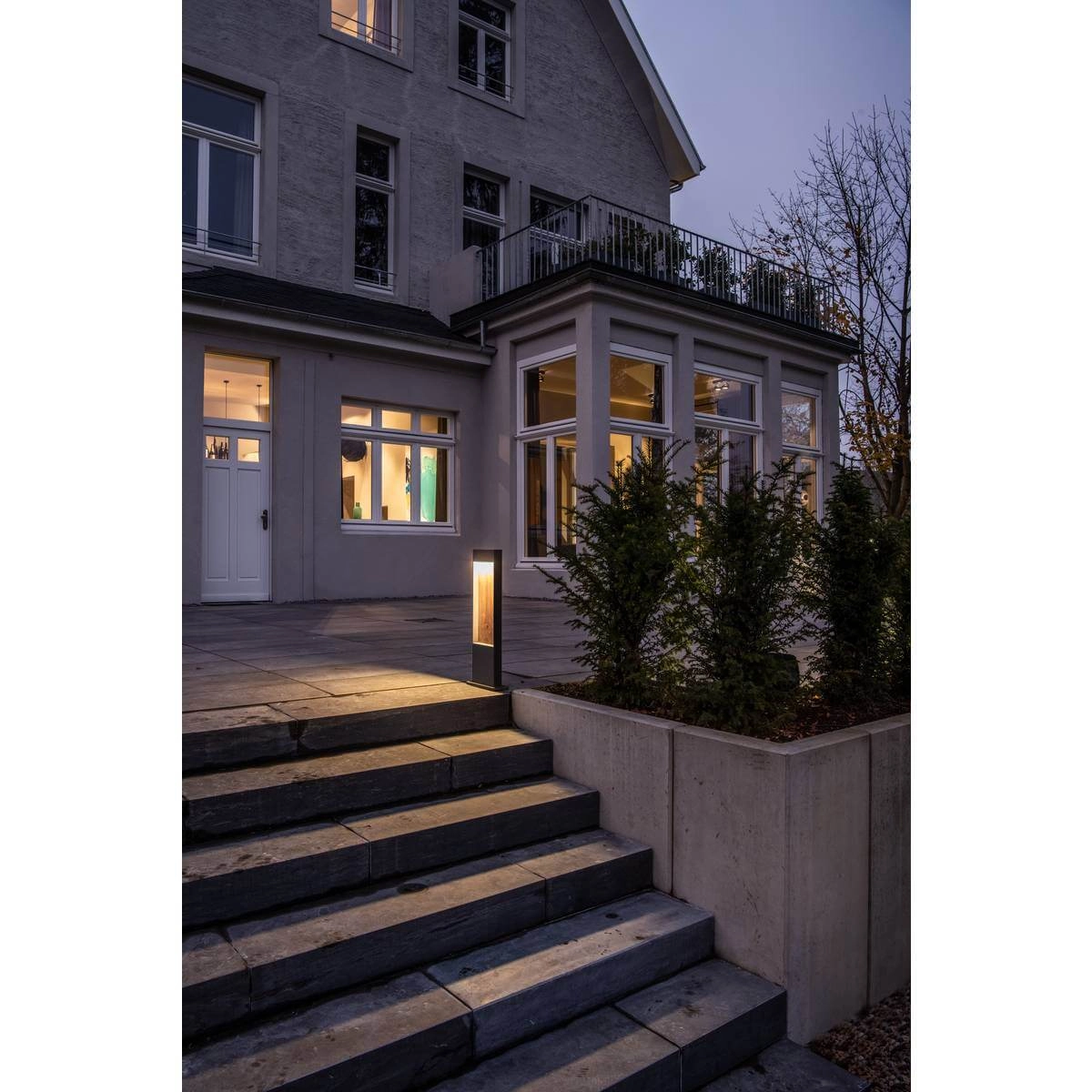Terrasverlichting Flatt 65cm antraciet met houtbruin SLV 4024163231510