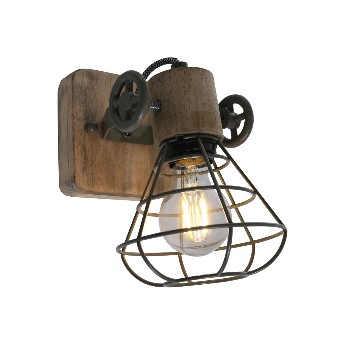 Wandlamp Geurnesey donkergroen met hout Wandlamp Geurnesey donkergroen met hout
