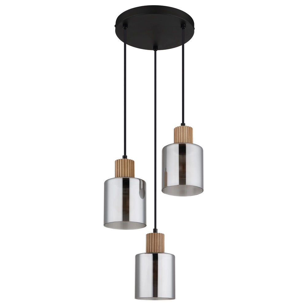 Design hanglamp Aleidis 3-lichts rond zwart Globo 9007371518210