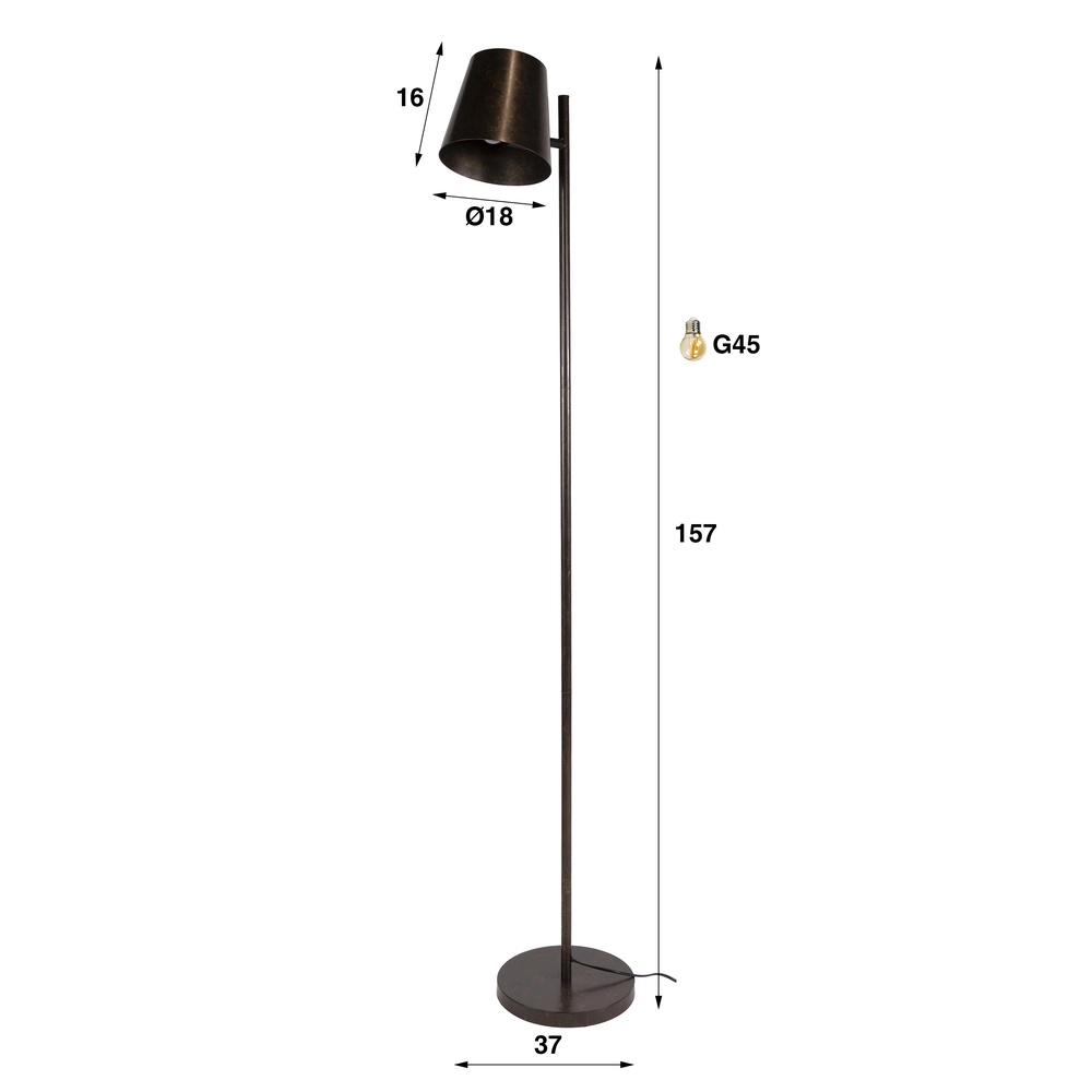 Metalen vloerlamp Flex 157cm - urban bruin Lyora 8716803512481
