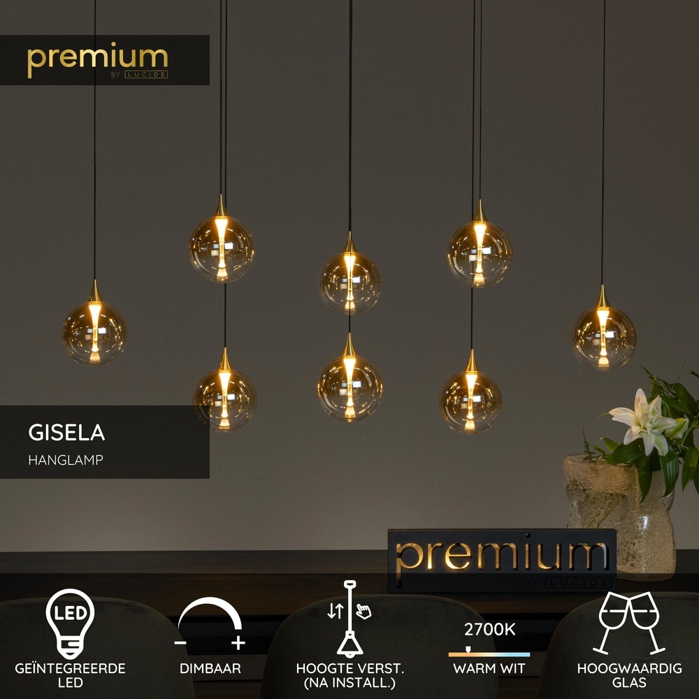 Design led hanglamp Gisela fading - 8x Ø 16cm Premium by Lucide 5411212134837