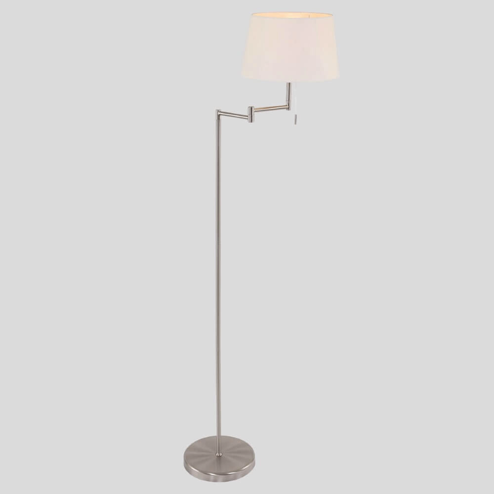Vloerlamp Mexlite 154cm metaalgrijs met witte kap Steinhauer 8712746048094