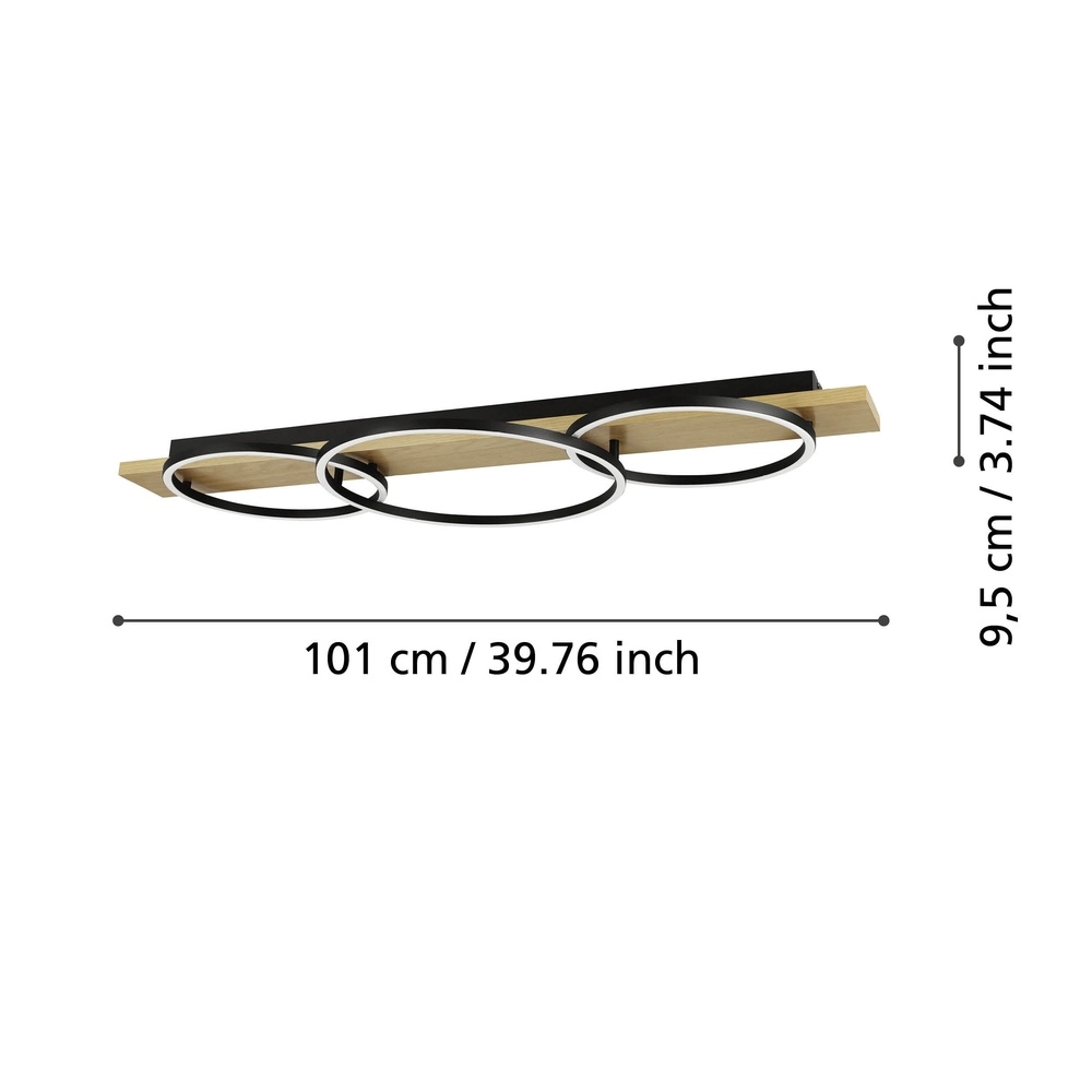 Plafondlamp Boyal 3L - led - met houtlook Eglo 9008606327249