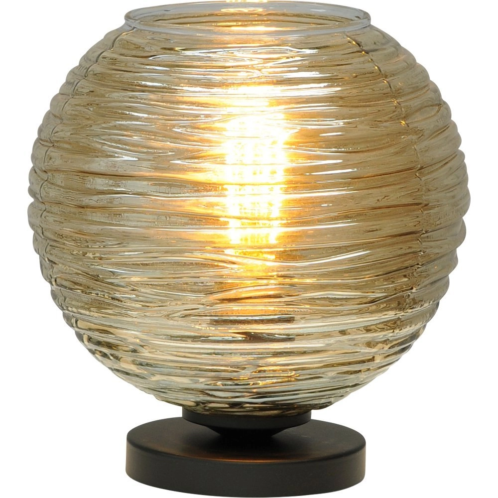 Tafellamp Quinto Smoke met gestreept glas