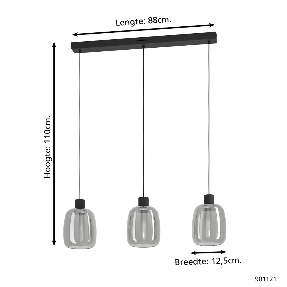 Smoke hanglamp Molochio-Z 3x led - Zigbee Eglo 9008606312832