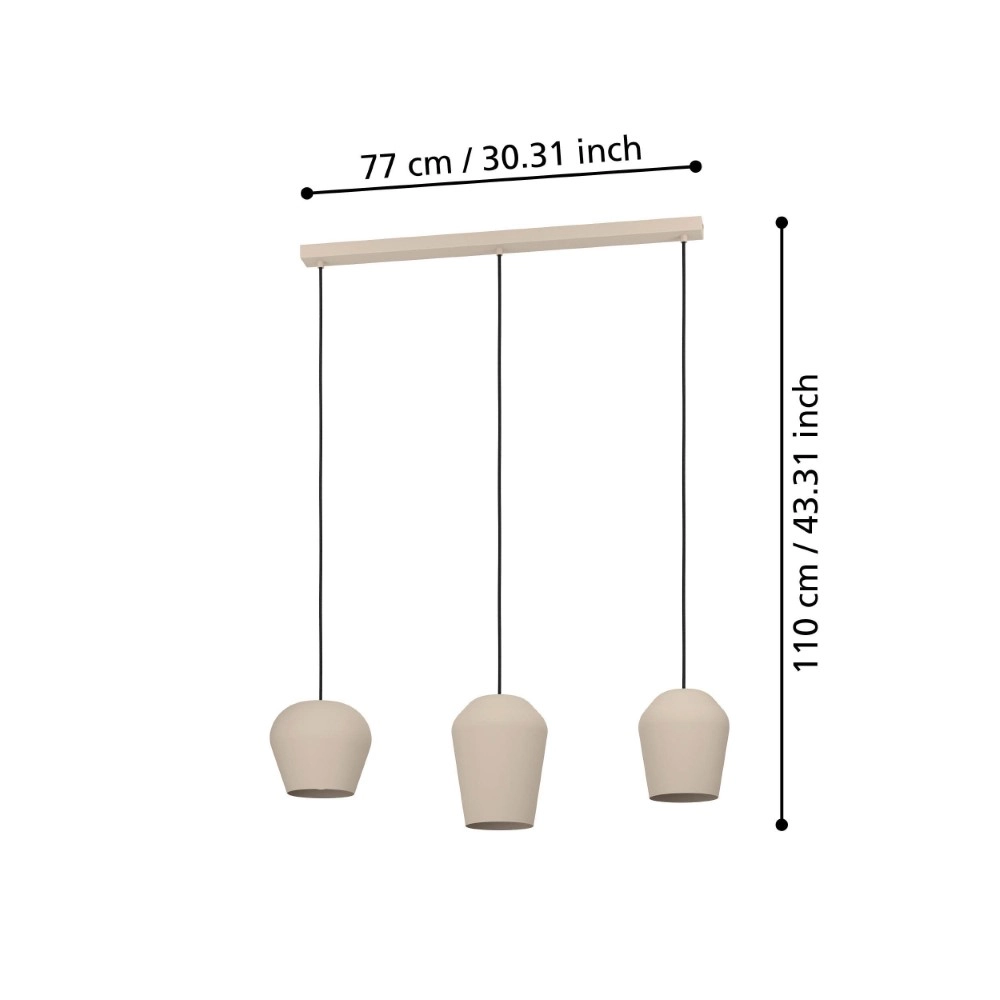 Taupe hanglamp Cambaito 3-lichts Eglo 9008606238927