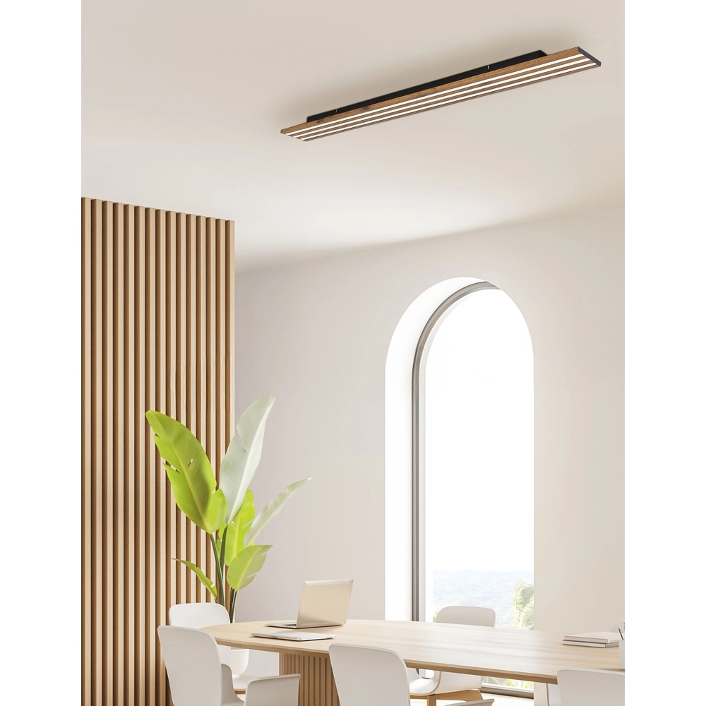 Plafondlamp Hayden zwart met hout Globo 9007371586585