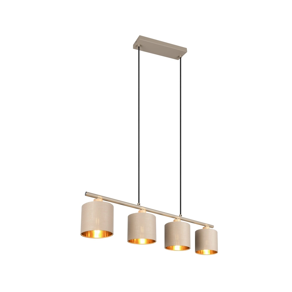 4-lichts hanglamp Tommy zand bruin