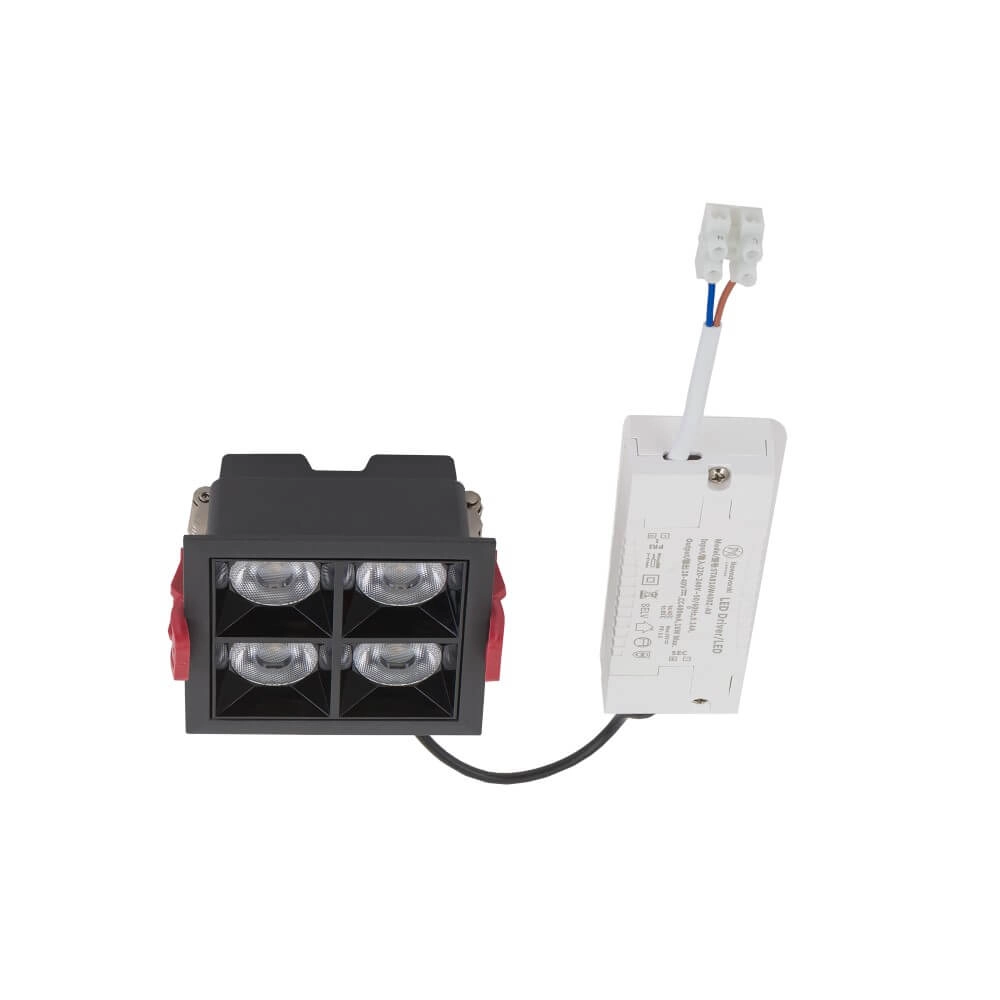 Zwarte inbouwspot Midi Led 2x2 leds - 4000K Lyora 5903139100649