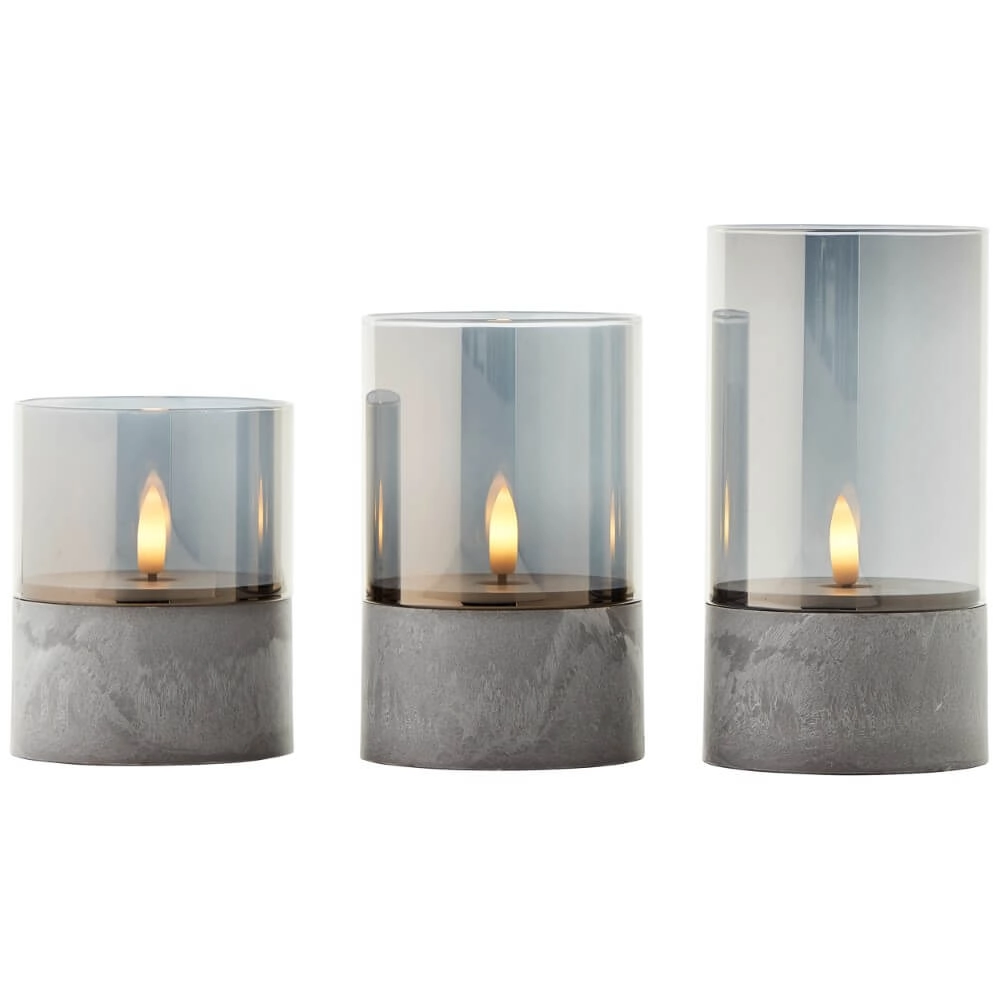 Set van 3 tafellampjes Bougie smoke glas