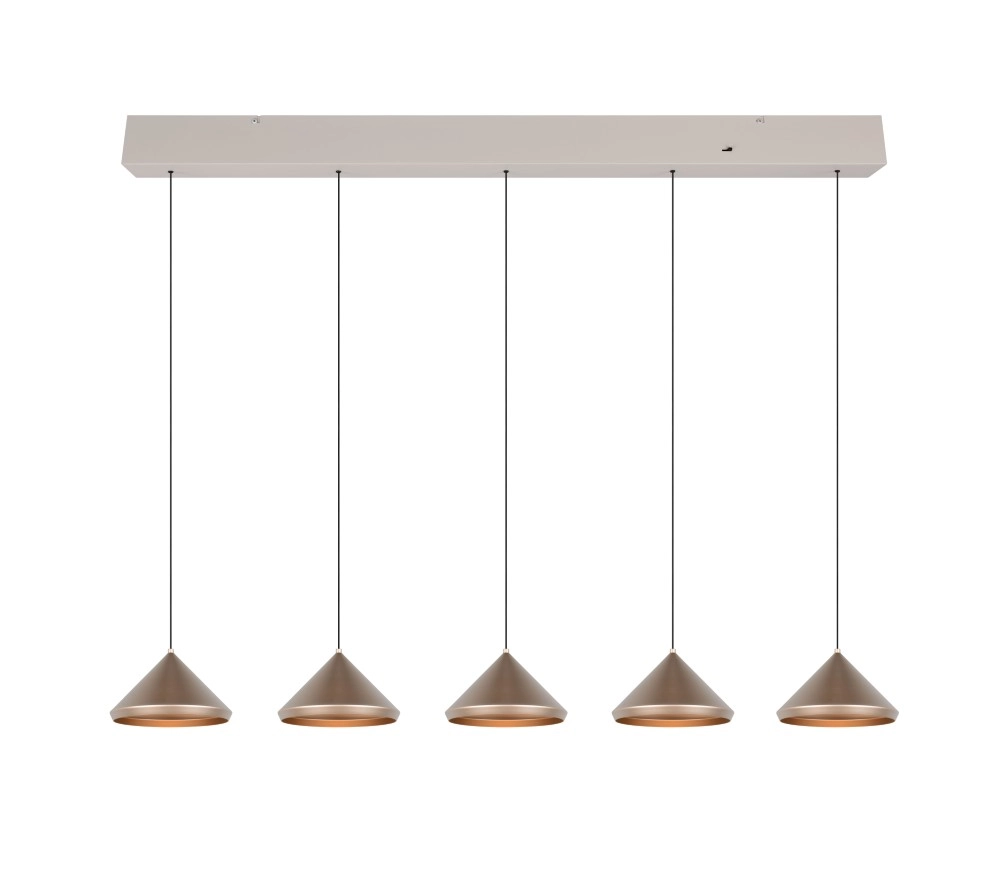 5-lichts hanglamp Laguna koffie bruin