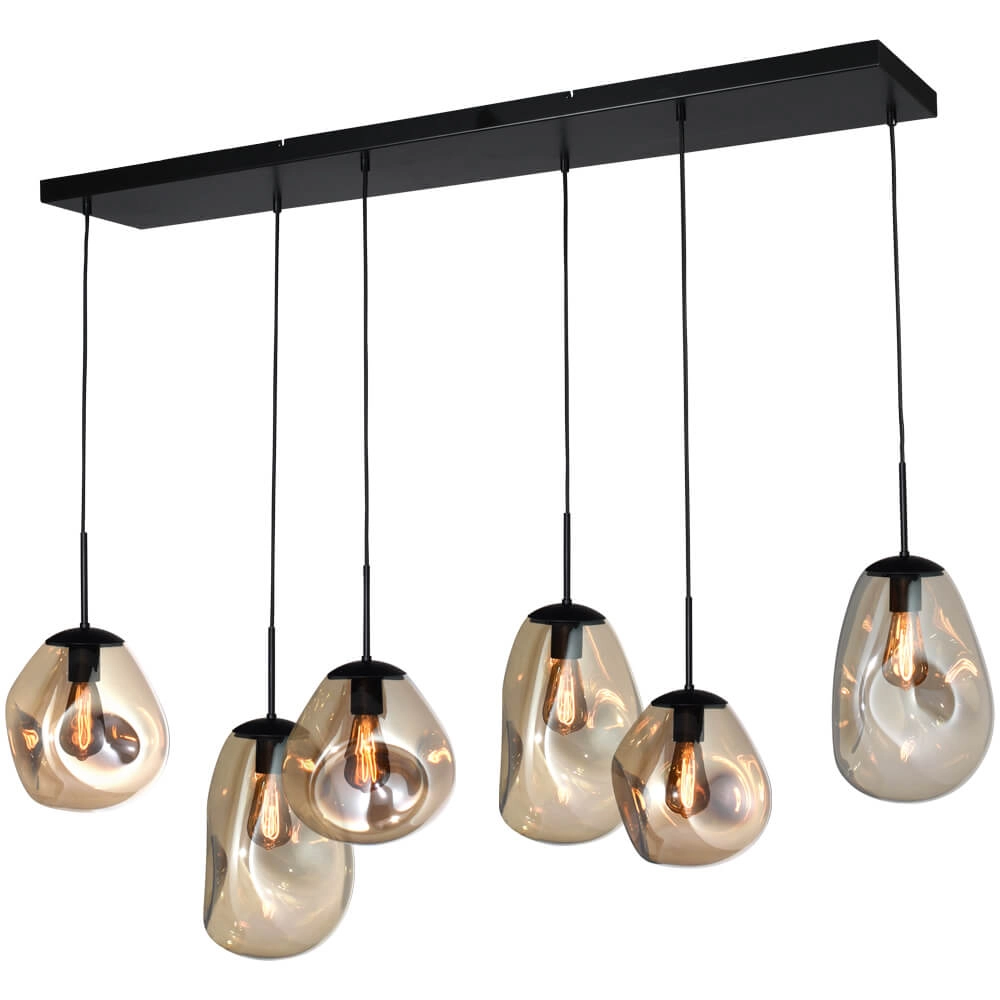 Hanglamp Lava 6x goud glas