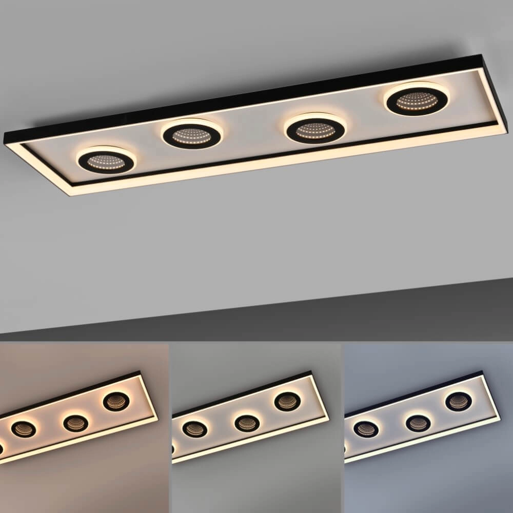 Rechthoekige plafondlamp Dune zwart Paul Neuhaus 4012248384923