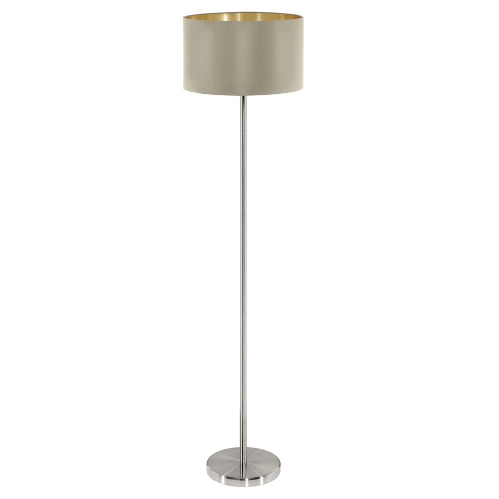 Vloerlamp Maserlo 38cm metaalgrijs taupe met goud Vloerlamp Maserlo 38cm metaalgrijs taupe met goud