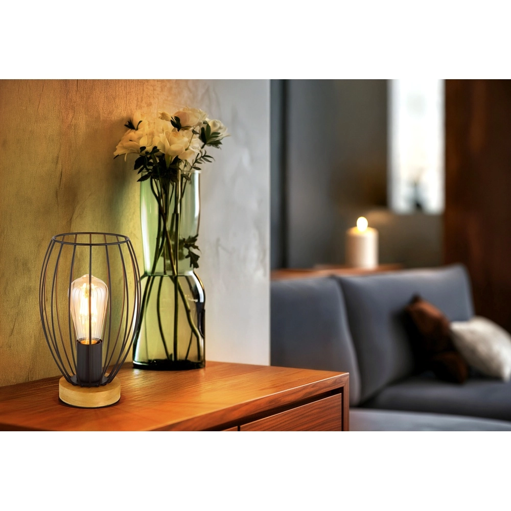 Tafellampje Berti hout met zwart Globo 9007371583324