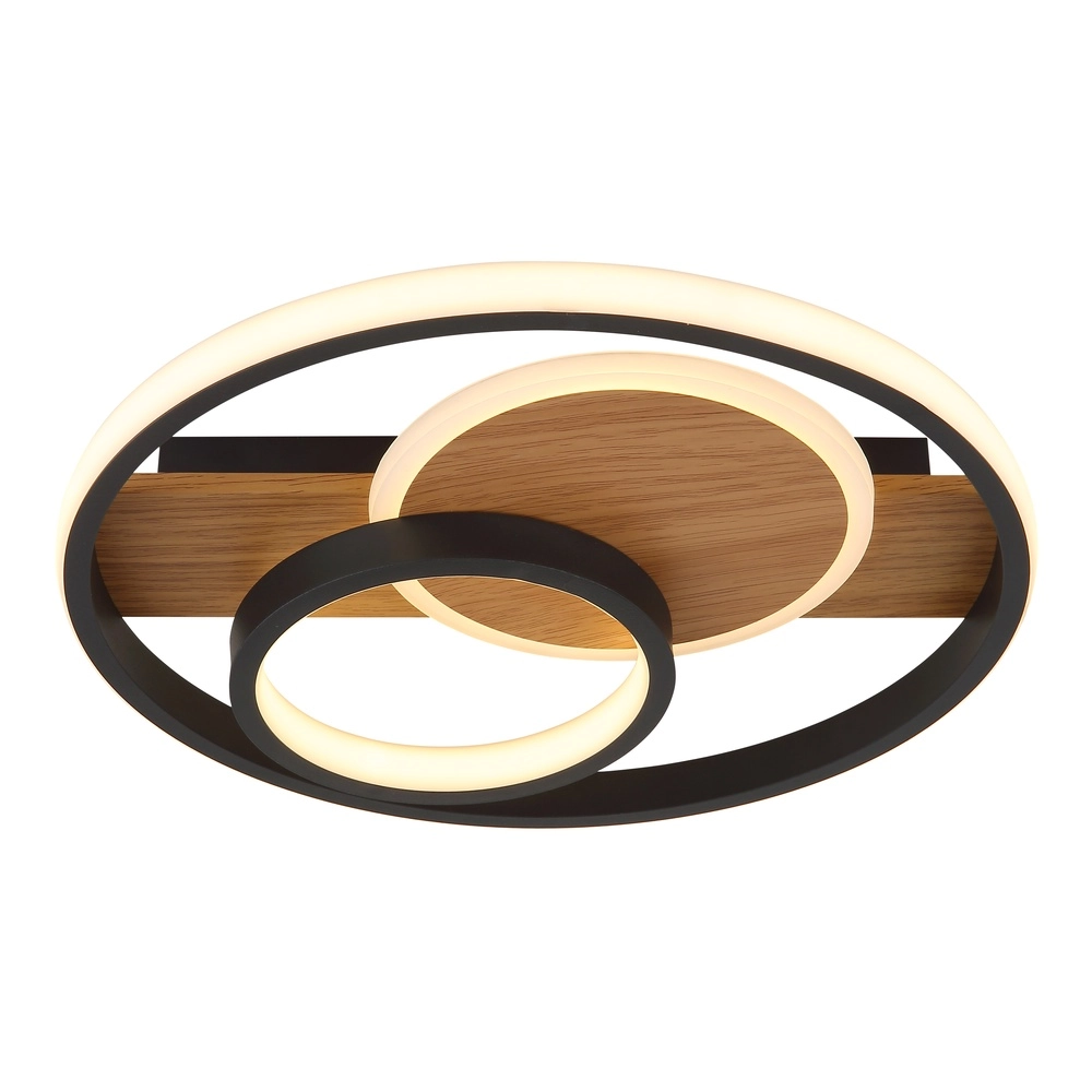 Design plafondlamp Pikara zwart met hout Globo 9007371474707