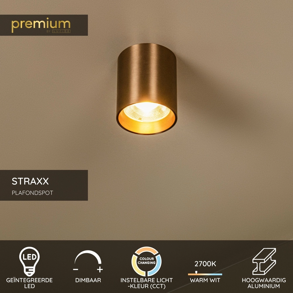Opbouwspot Straxx champagne Ø 8cm Premium by Lucide 5411212552747