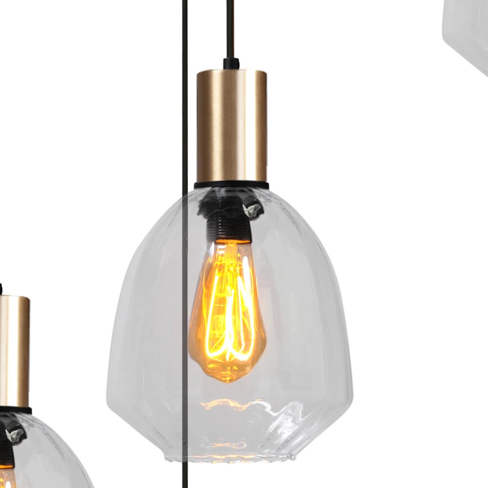 5-lichts vide hanglamp - goud - Porto met Nicolette clear glazen Masterlight 8718121271163