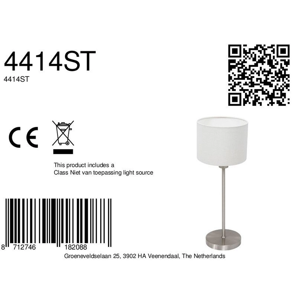 Tafellamp Noor met wit kapje Steinhauer 8712746182088