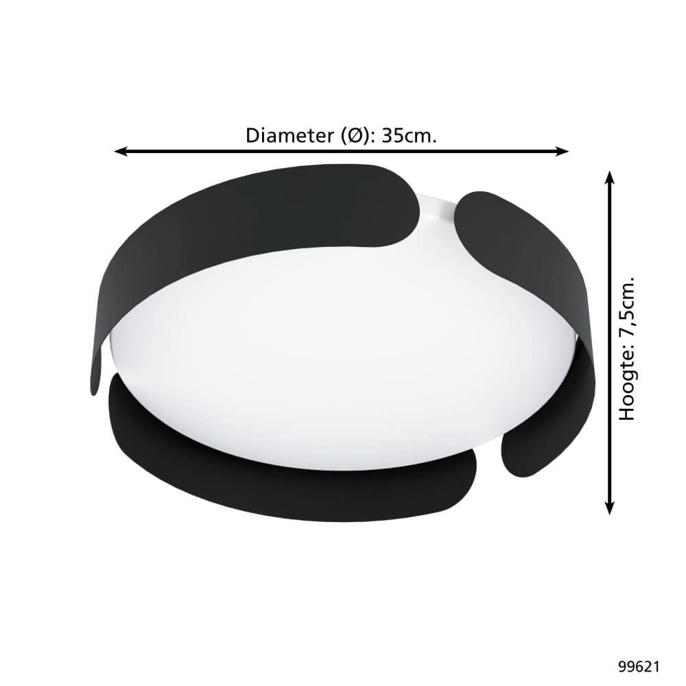 Zwarte plafondlamp Valcasotto Ø 37cm Eglo 9002759996215