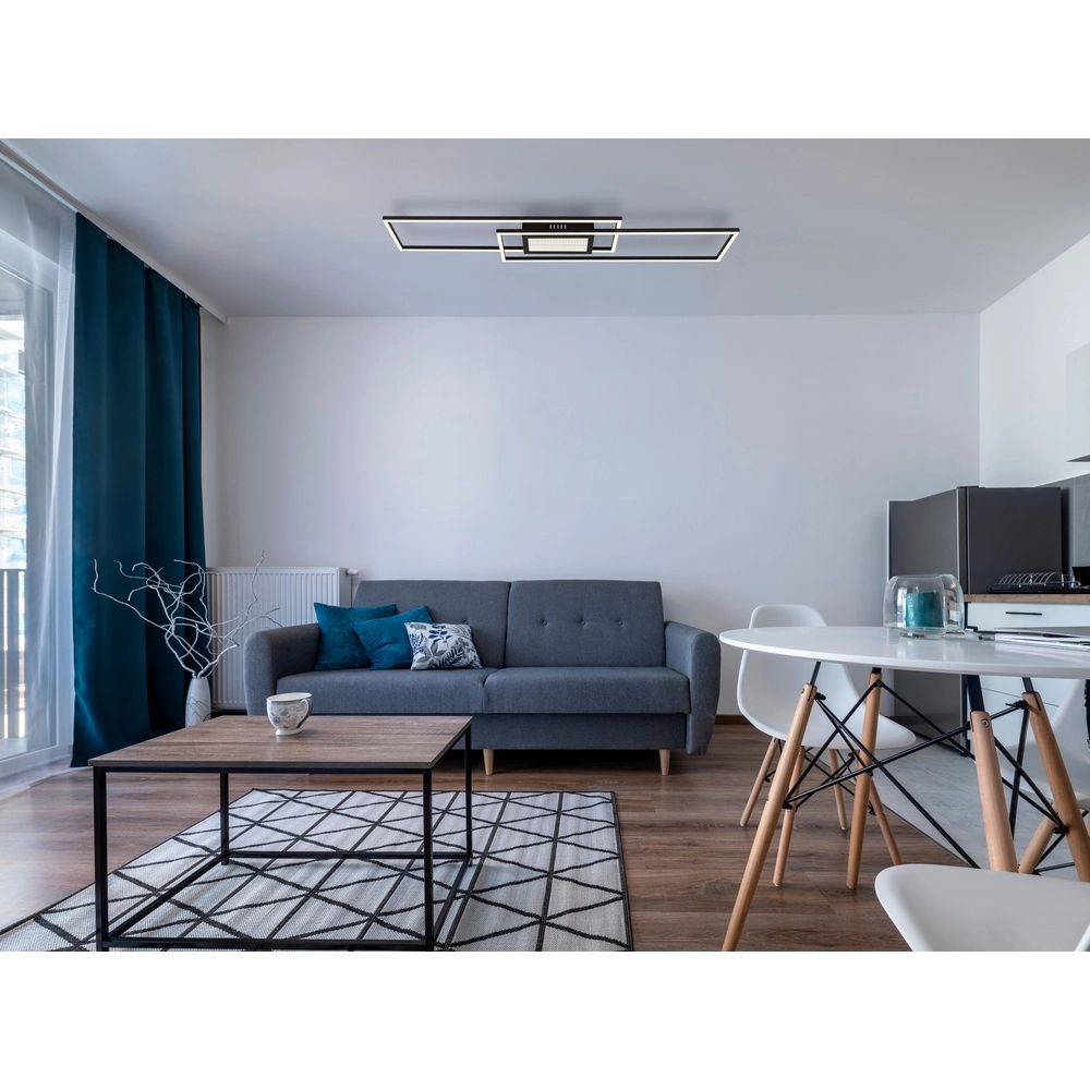 Moderne plafondlamp Saunders zwart rechthoek Globo 9007371478354