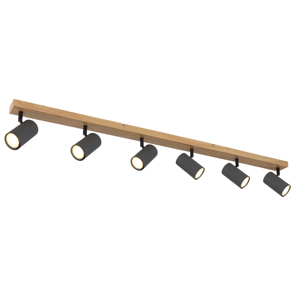 Plafondlamp 6-lichts Robby hout