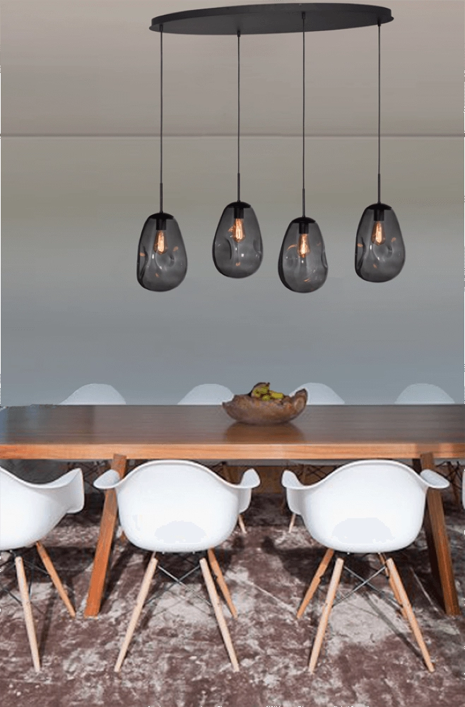 Hanglamp Lava Oval 4x smoke glas Ø 22,5cm Masterlight 8718121290096