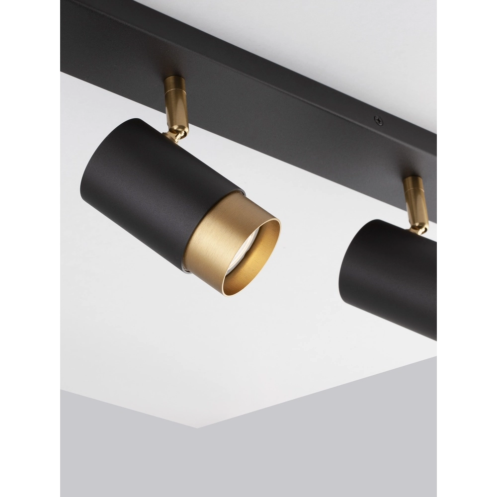 Plafondspot Pogno 3-lichts zwart met goud recht Lyora 5212017430854