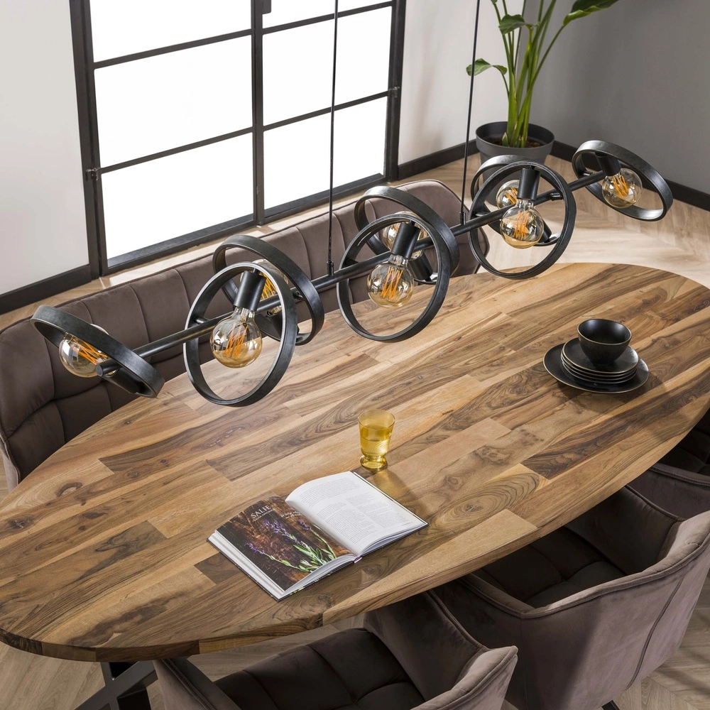8 ringen hanglamp eettafel Hover charcoal - Ø 26cm Lyora 8716803513389