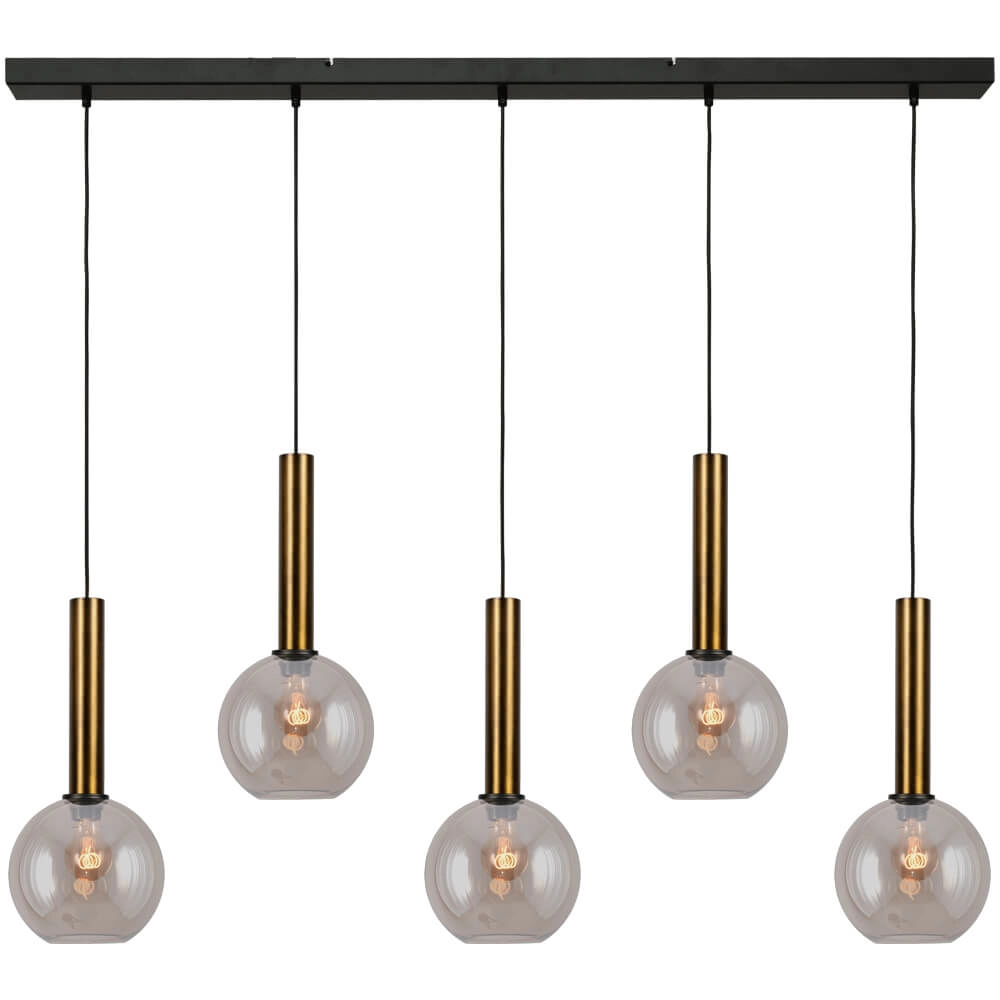 Hanglamp Bella 2 Antiek messing met goud glas