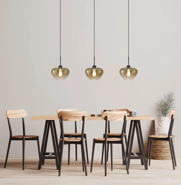 3-lichts hanglamp Genua zwart met goud glas Ø 29cm Masterlight 8718121356945