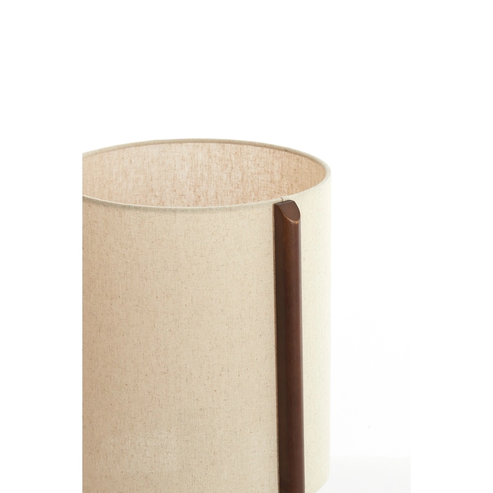 Schemerlamp Litto Ø 28cm - walnoot met naturel linnen Light & Living 8717807792695