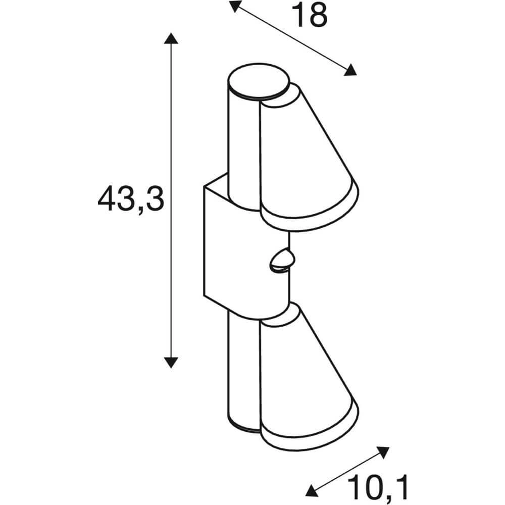 Design wandlamp T-Tube WL dubbel zwart met sensor SLV 4024163291620
