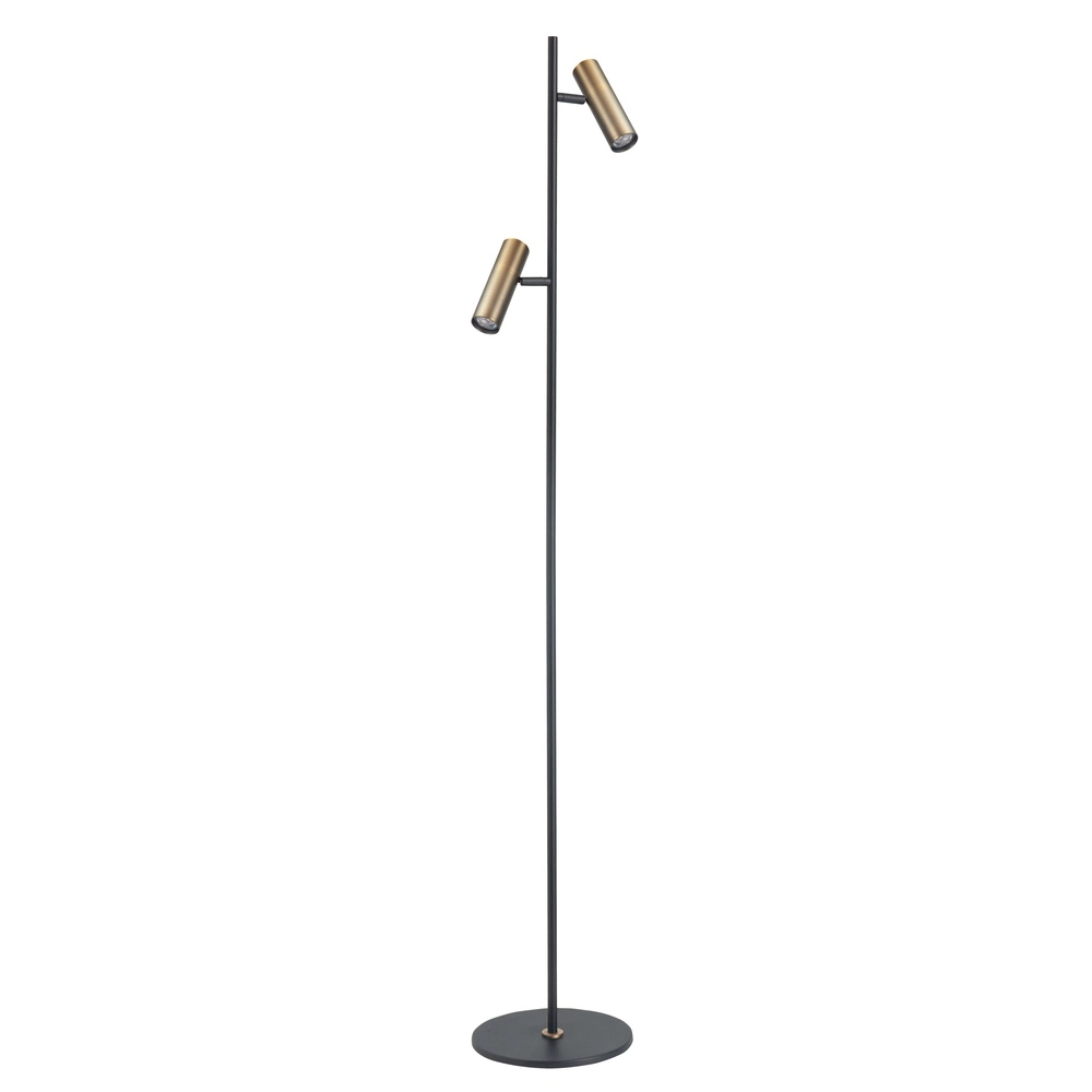 Vloerlamp Trend 2-lichts zwart met koper brons