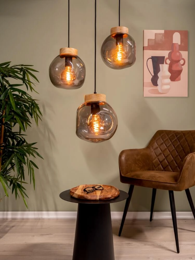 Ronde hanglamp Magacela 3-lichts met smoke glas Stars of Light 9008606274505