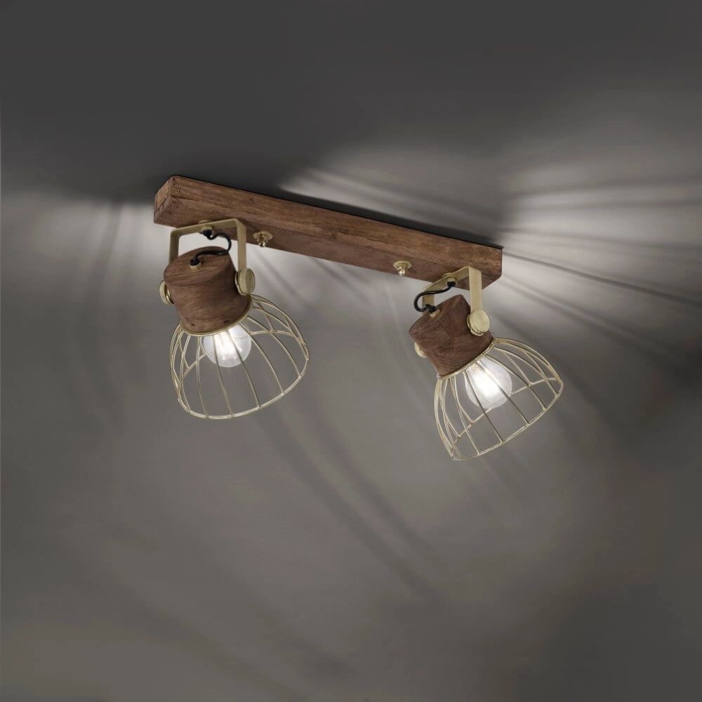 Plafondlamp Alami bruin messing 2-lichts Just Light 4043689976224