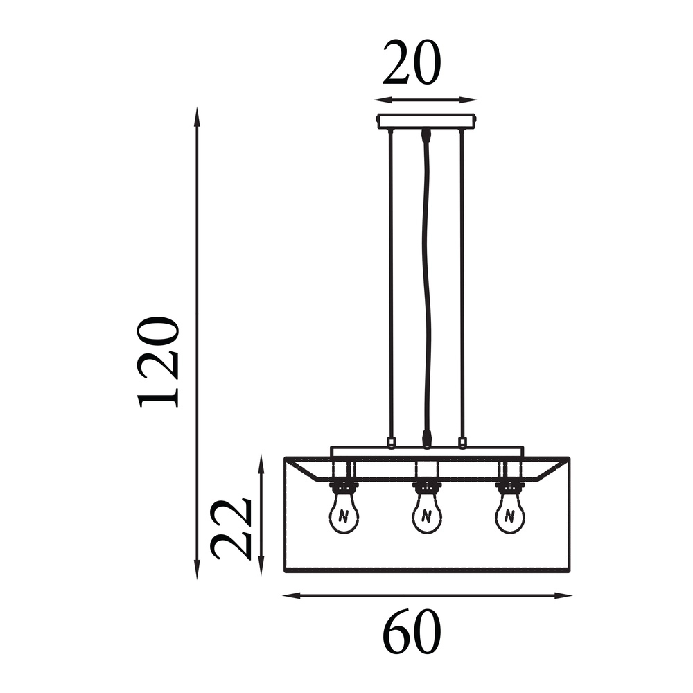 Hanglamp Hessian zwart met linnen kap Searchlight 5053423297316