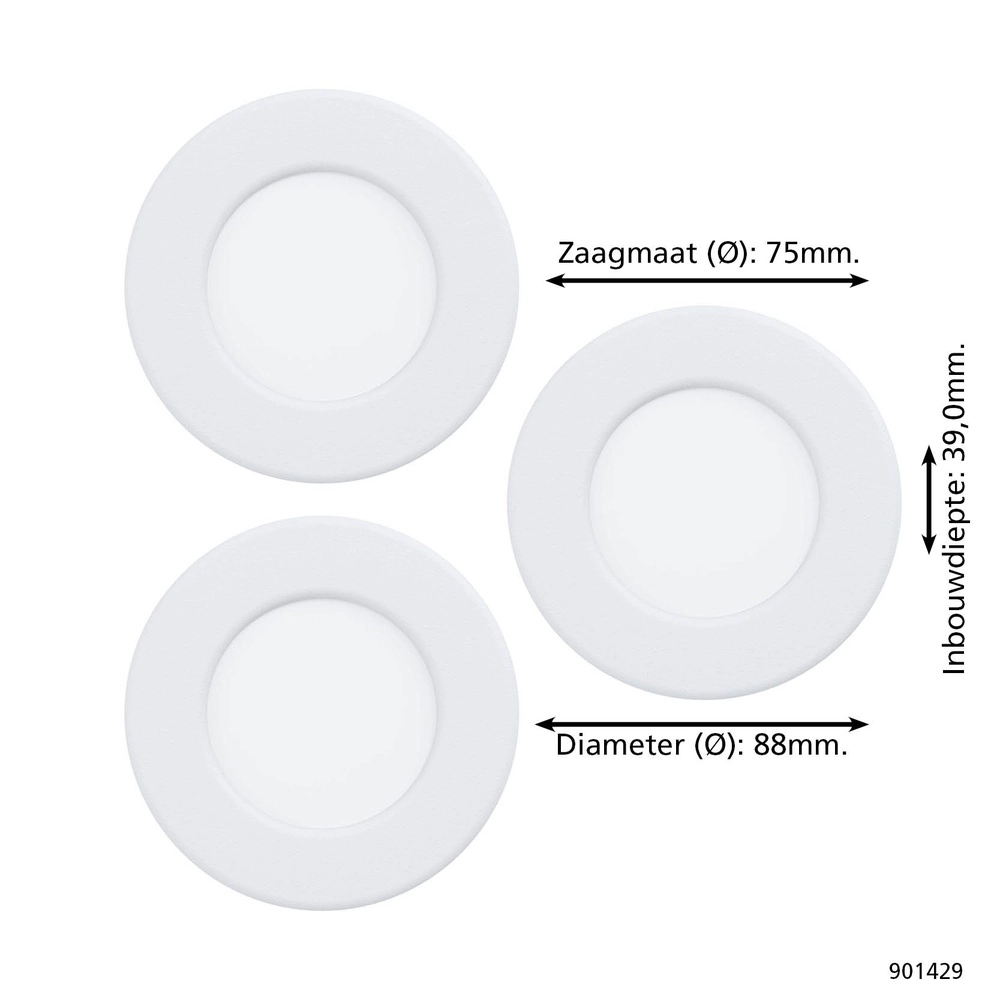 IP44 inbouwspot Fueva 6-Z Zigbee - wit - Ø 8,8cm