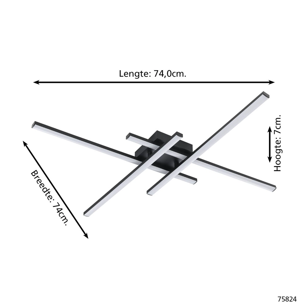 Design plafondlamp Vascella zwart 74cm Eglo 9002759758240