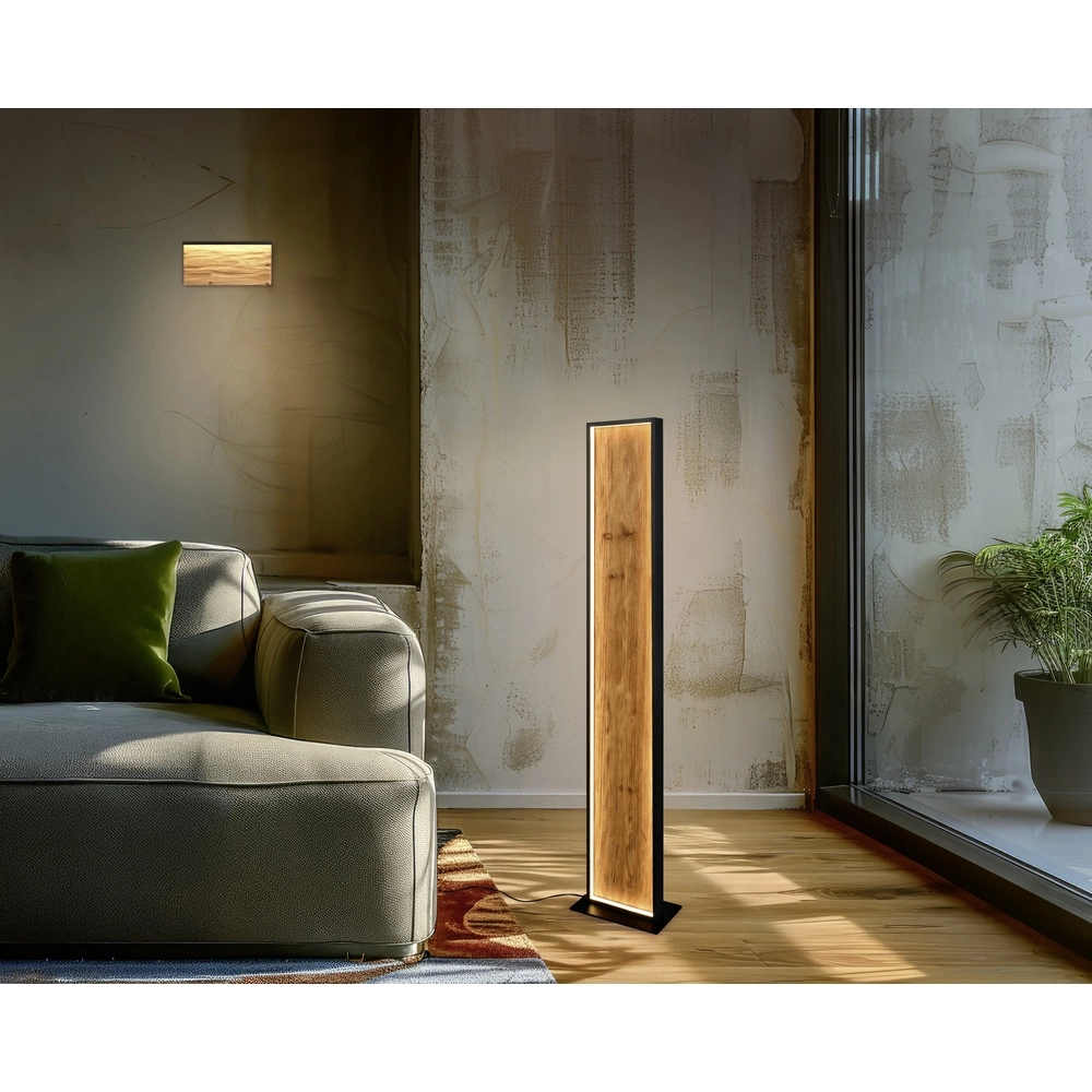 Design vloerlamp Kalea zwart met hout Trio 4017807661446
