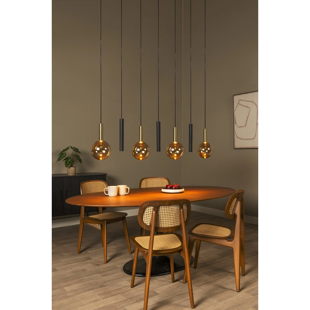 7-lichts hanglamp Josiane zwart met goud Lucide Vibes 5411212212351