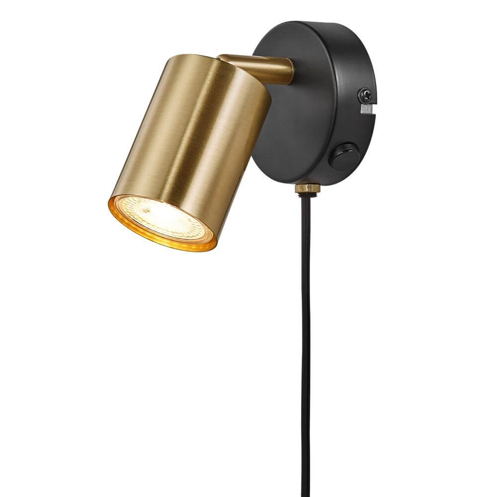 Gouden wandlamp Explore met snoer