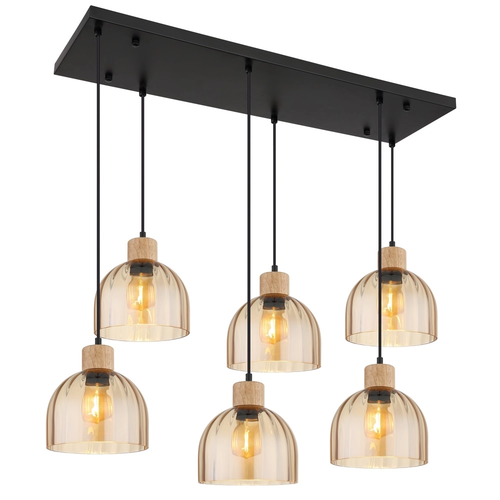 6-lichts hanglamp Swanson zwart
