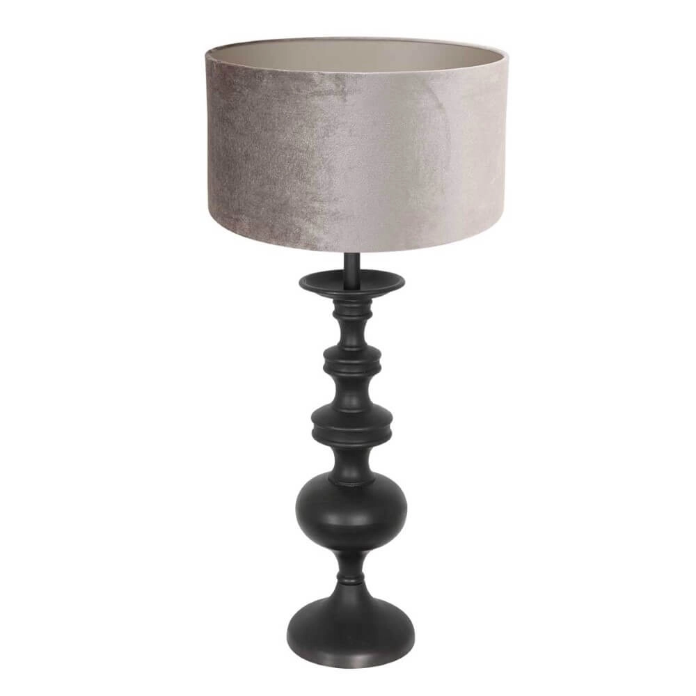 Klassieke schemerlamp Lyons C met taupe velours kap Klassieke schemerlamp Lyons C met taupe velours kap
