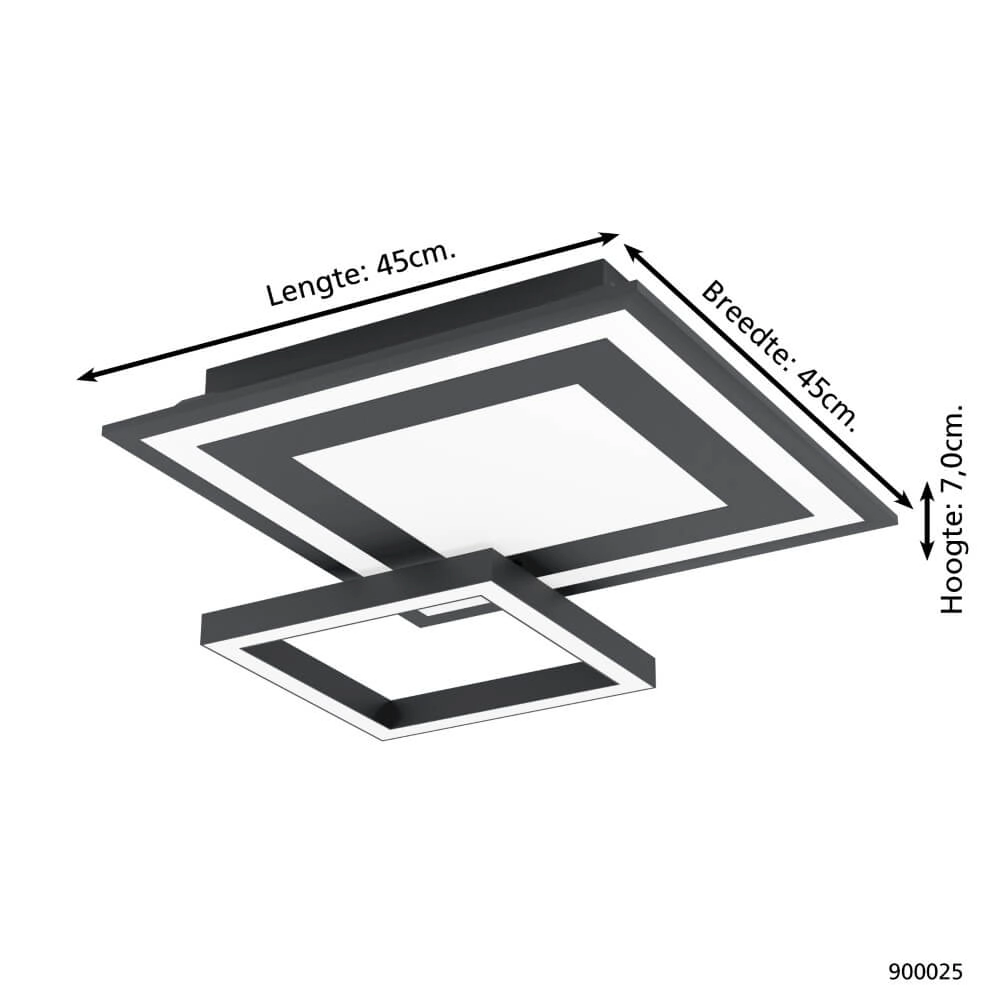 Plafondlamp Zigbee Savatarila-Z 45x45cm zwart Eglo 9008606221691