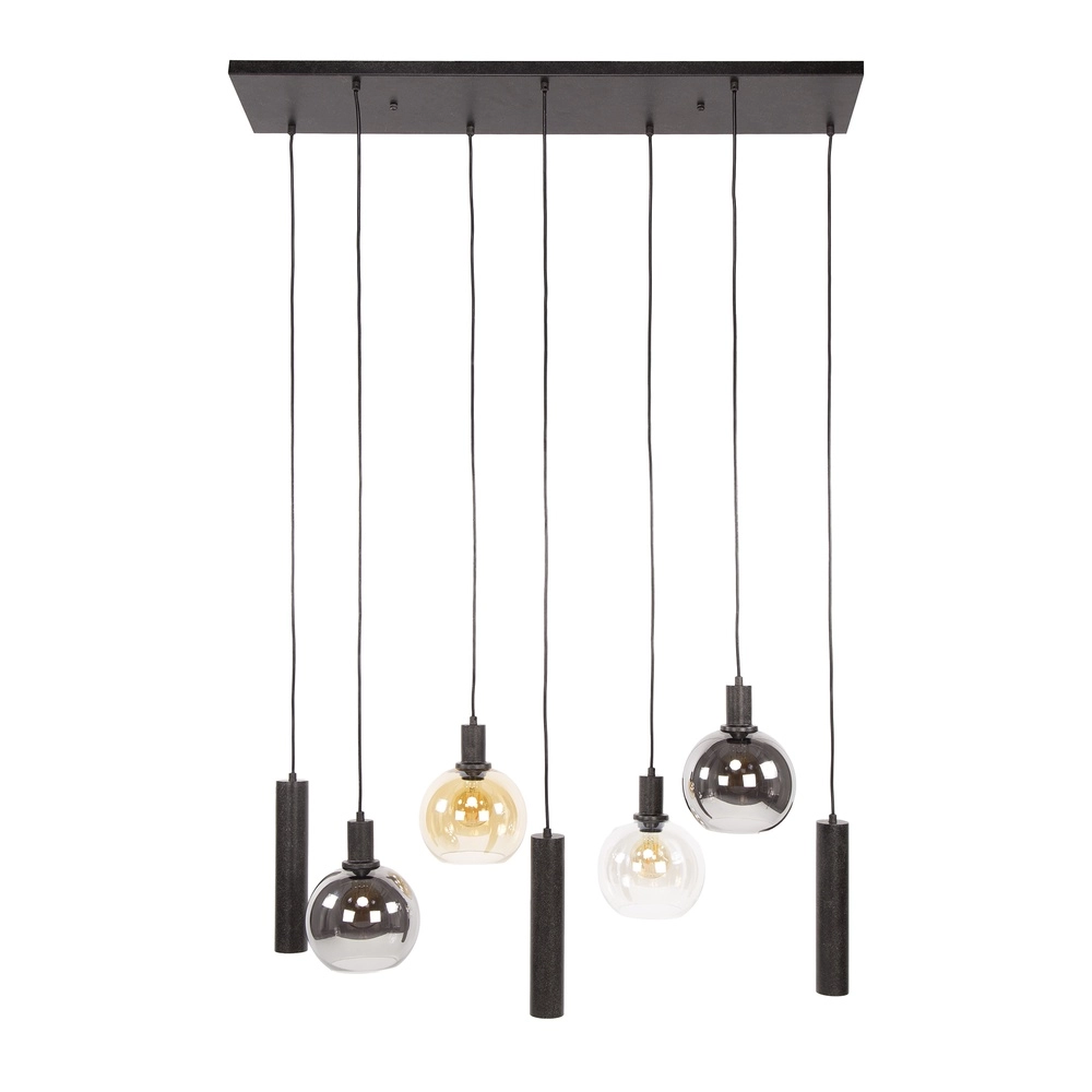Eettafel hanglamp Sfera met glazen bollen en pendels Lyora 8716803512382